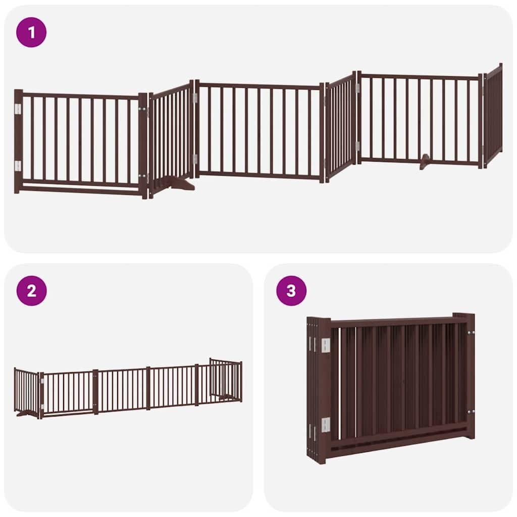 Cancello Cani Porta Pieghevole Marrone 6 Pannelli 480cm Pioppo — miniatura 5 di 11
