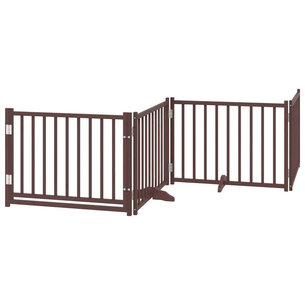 Cancello Cani Porta Pieghevole Marrone 8 Pannelli 640cm Pioppo — miniatura 4 di 11