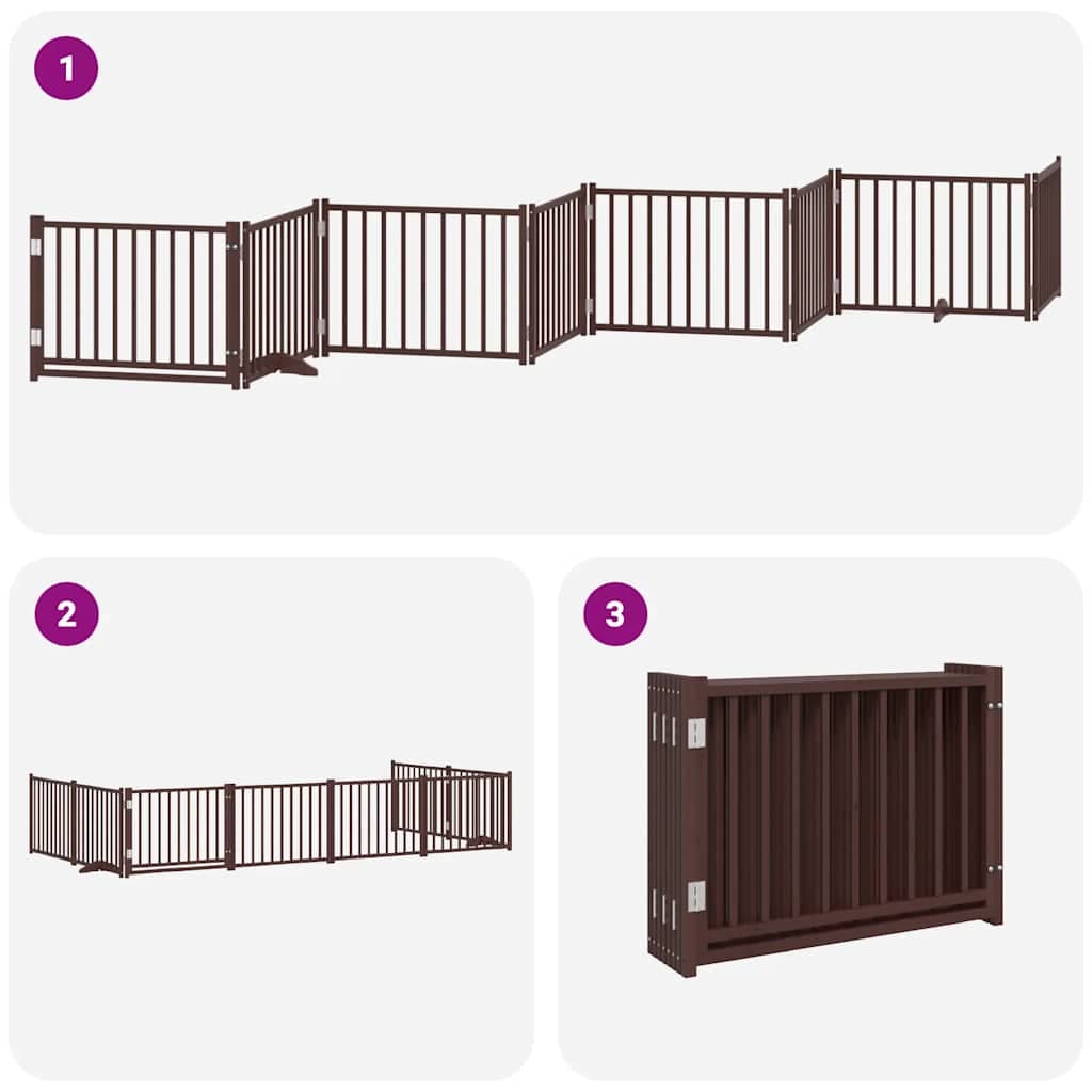 Cancello Cani Porta Pieghevole Marrone 8 Pannelli 640cm Pioppo — miniatura 5 di 11
