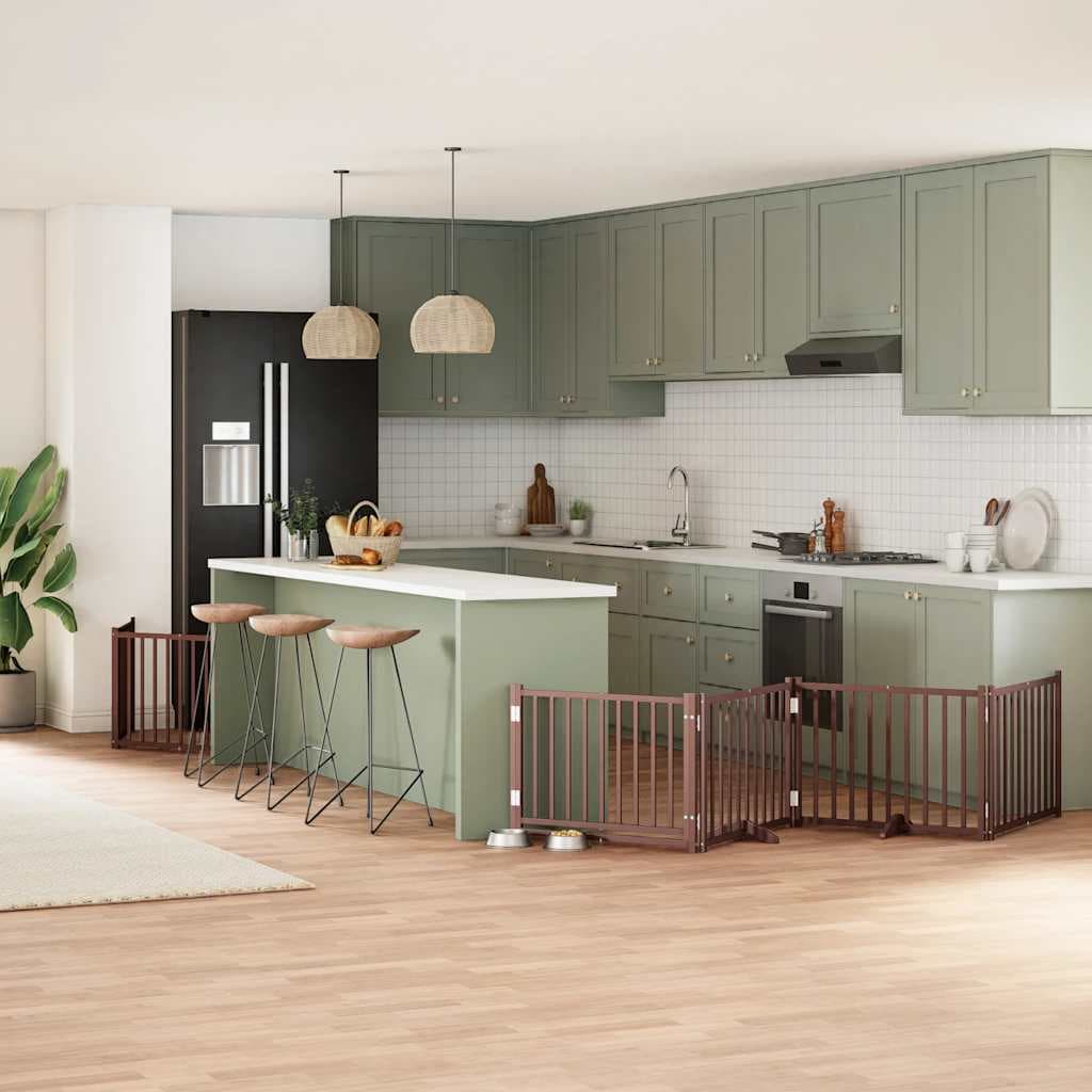 Cancello Cani Porta Pieghevole Marrone 8 Pannelli 640cm Pioppo — miniatura 1 di 11