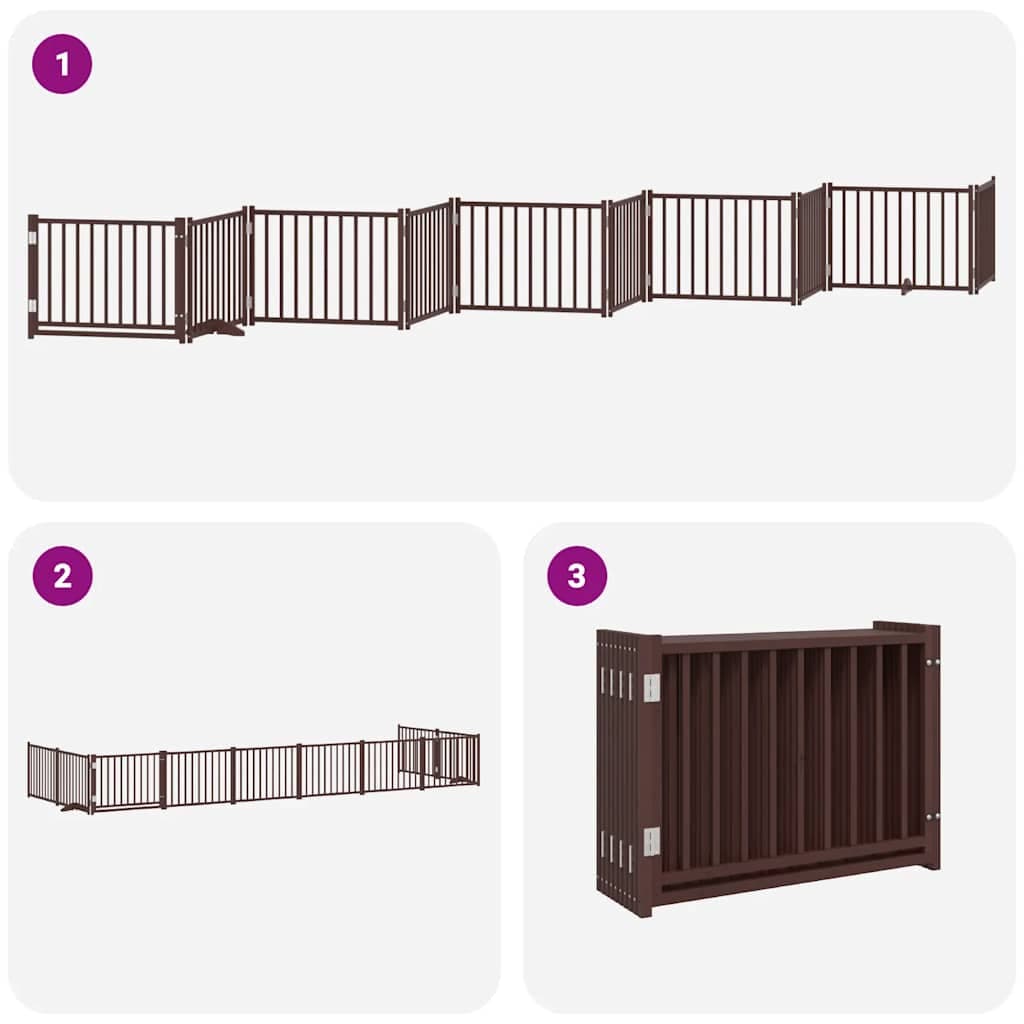 Cancello Cani Porta Pieghevole Marrone 10 Pannelli 800cm Pioppo — miniatura 5 di 11