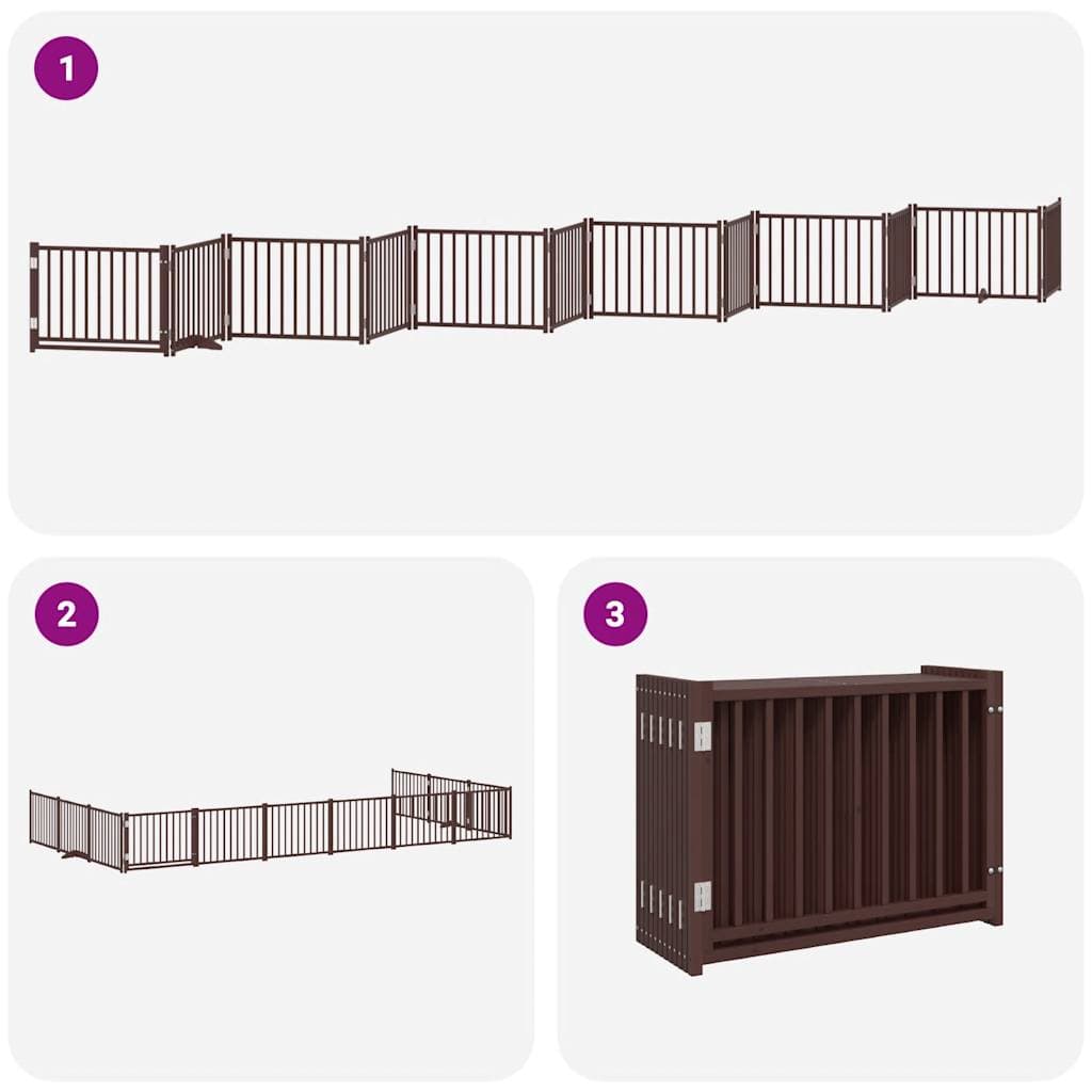 Cancello Cani Porta Pieghevole Marrone 12 Pannelli 960cm Pioppo — miniatura 4 di 10