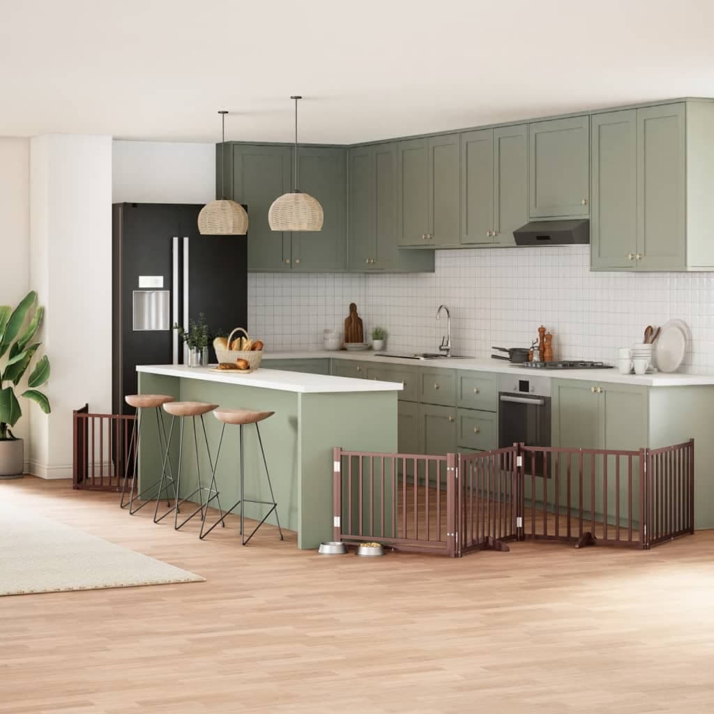 Cancello Cani Porta Pieghevole Marrone 12 Pannelli 960cm Pioppo — miniatura 1 di 10