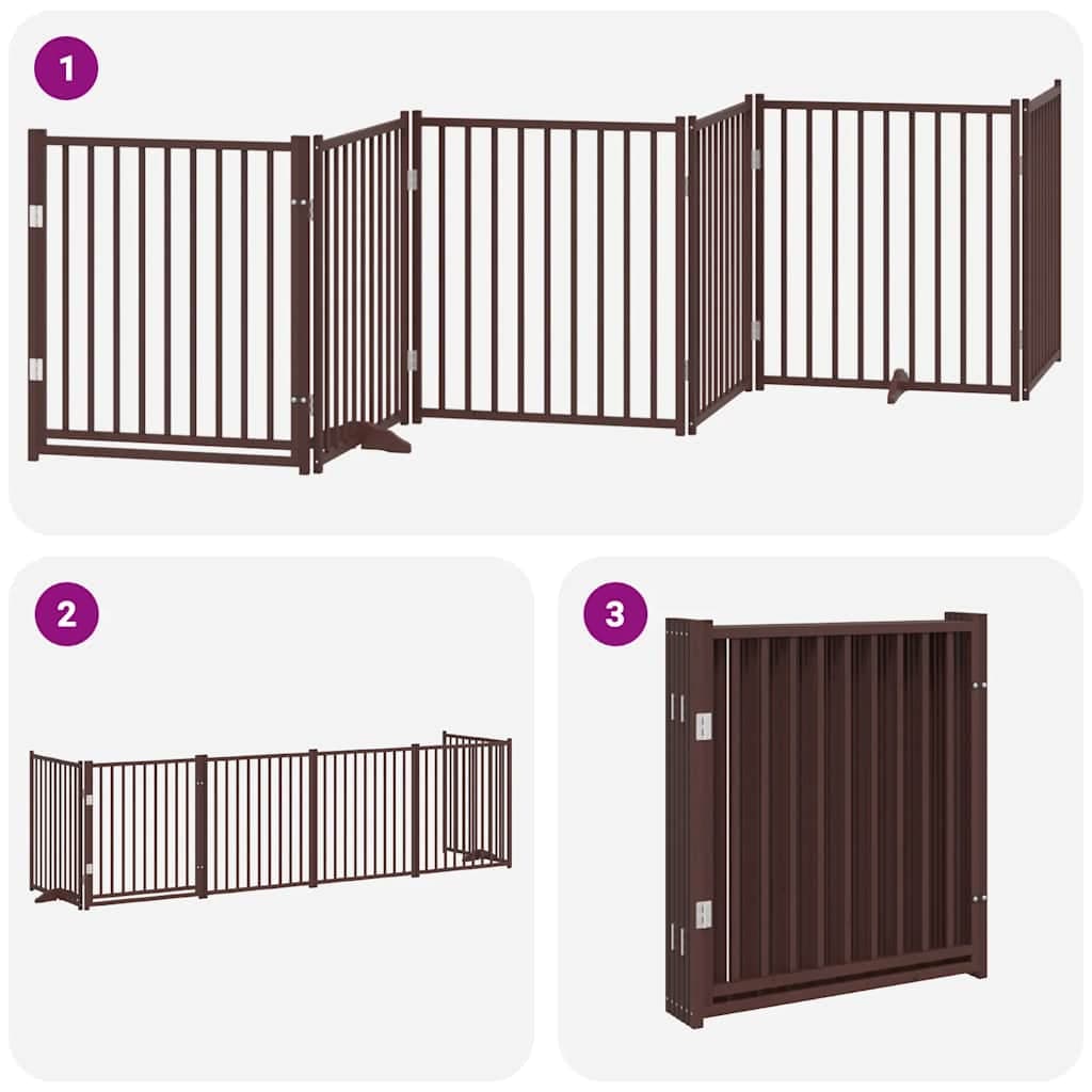 Cancello Cani Porta Pieghevole Marrone 6 Pannelli 480cm Pioppo — miniatura 5 di 11