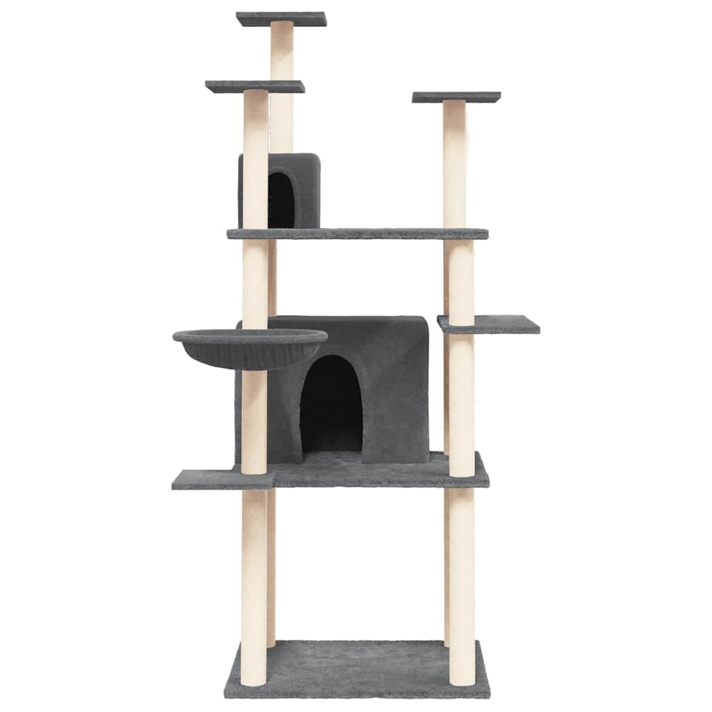 Albero per Gatti con Tiragraffi in Sisal Grigio Scuro 166 cm — miniatura 3 di 7