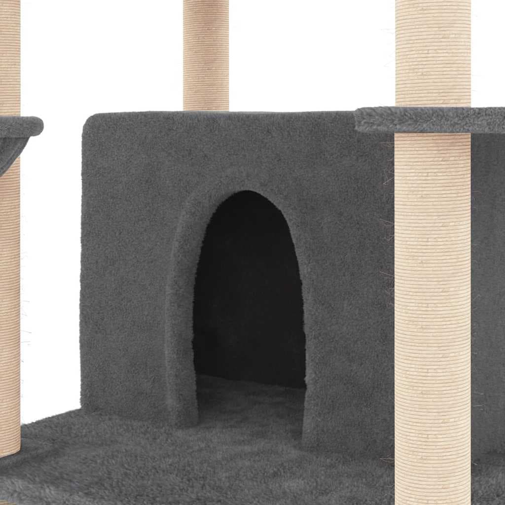 Albero per Gatti con Tiragraffi in Sisal Grigio Scuro 166 cm — miniatura 5 di 7