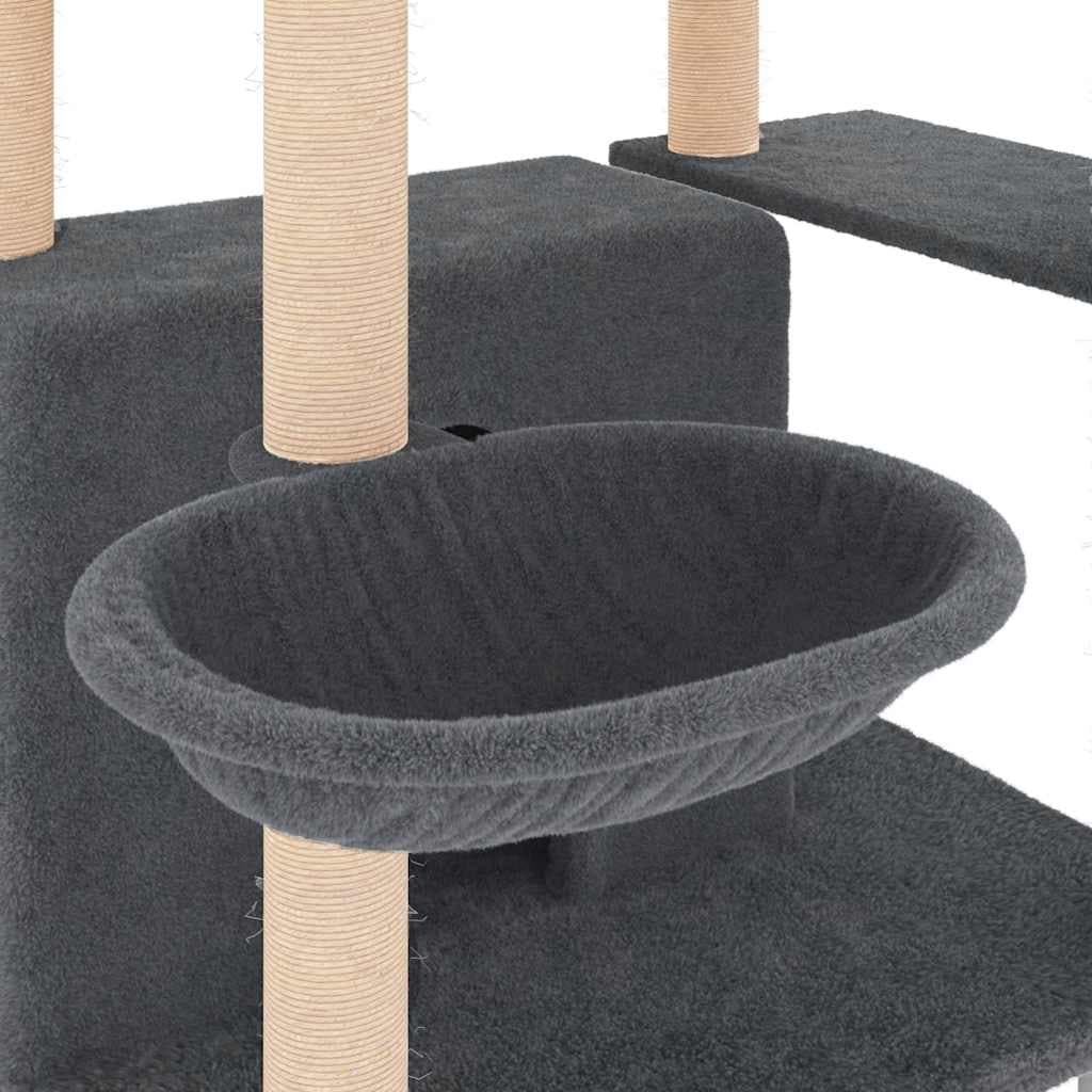Albero per Gatti con Tiragraffi in Sisal Grigio Scuro 166 cm — miniatura 6 di 7