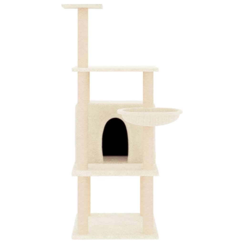 Albero per Gatti con Tiragraffi in Sisal Crema 132 cm — miniatura 3 di 7