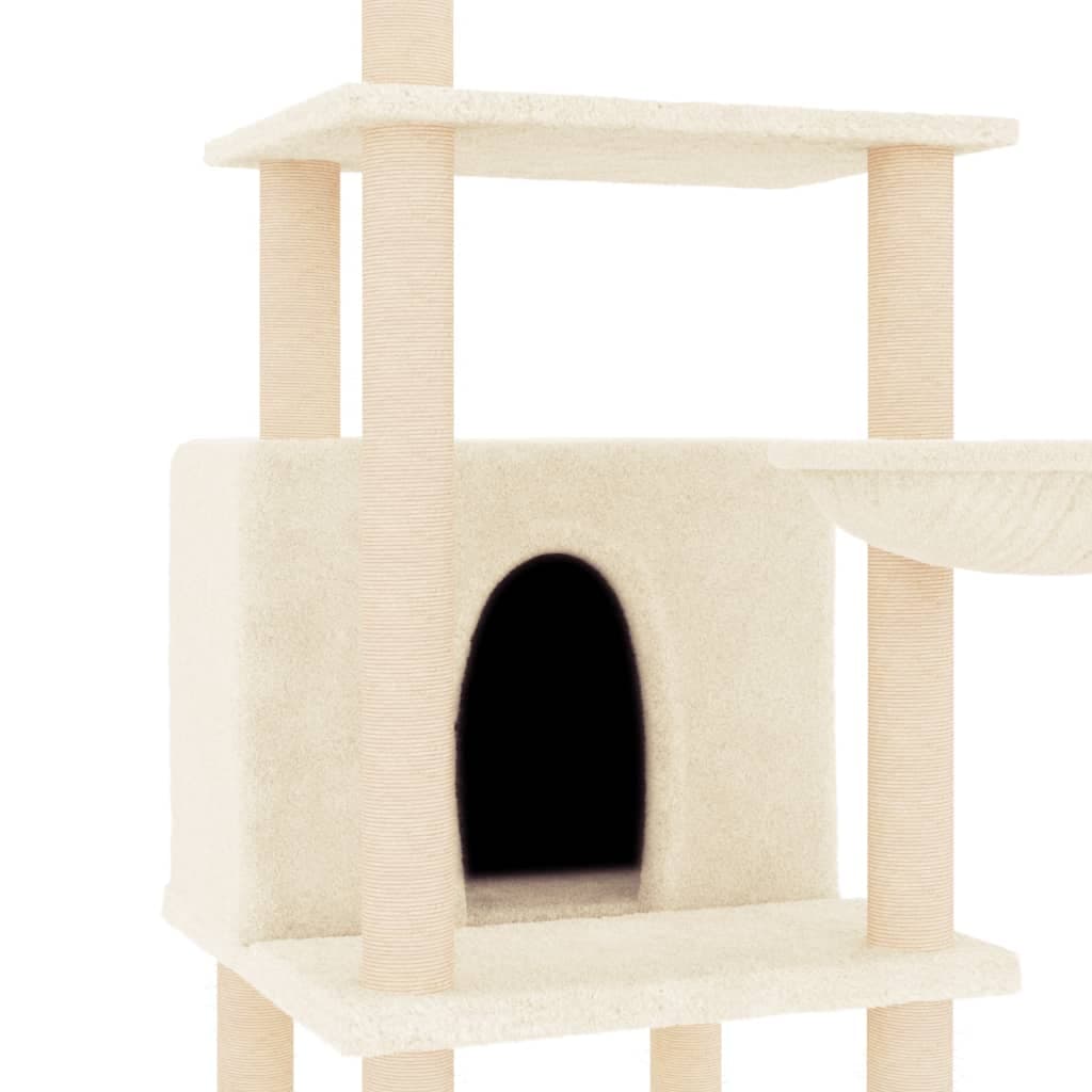 Albero per Gatti con Tiragraffi in Sisal Crema 132 cm — miniatura 5 di 7