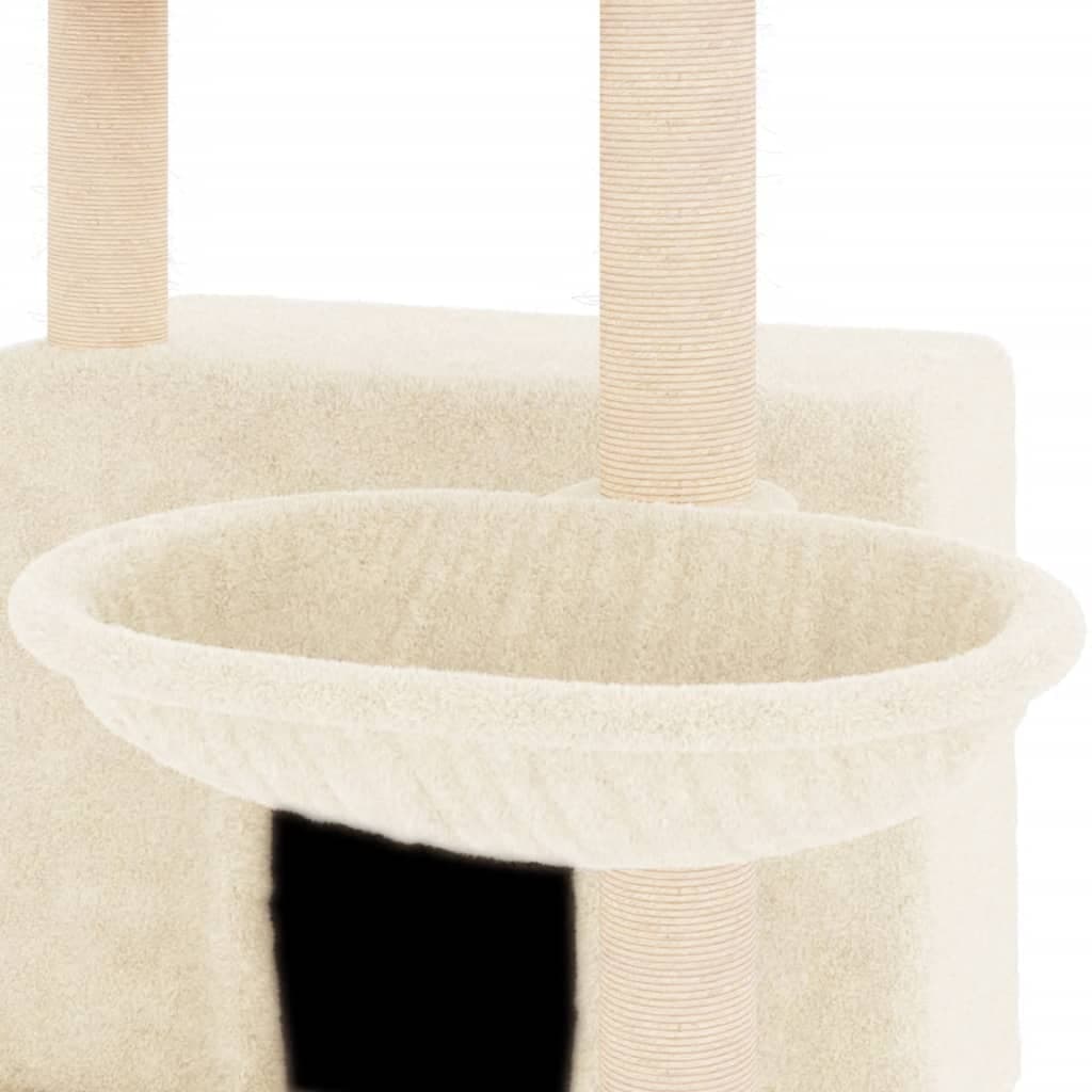 Albero per Gatti con Tiragraffi in Sisal Crema 132 cm — miniatura 6 di 7