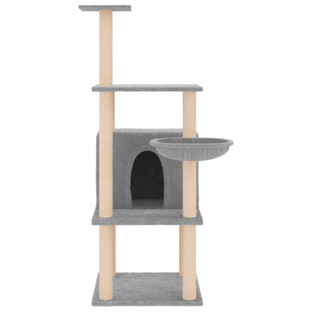 Albero per Gatti con Tiragraffi in Sisal Grigio Chiaro 132 cm — miniatura 3 di 7