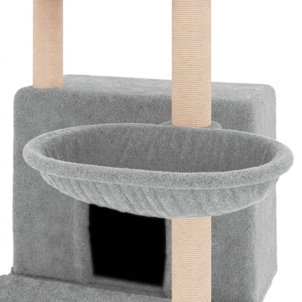 Albero per Gatti con Tiragraffi in Sisal Grigio Chiaro 132 cm — miniatura 6 di 7