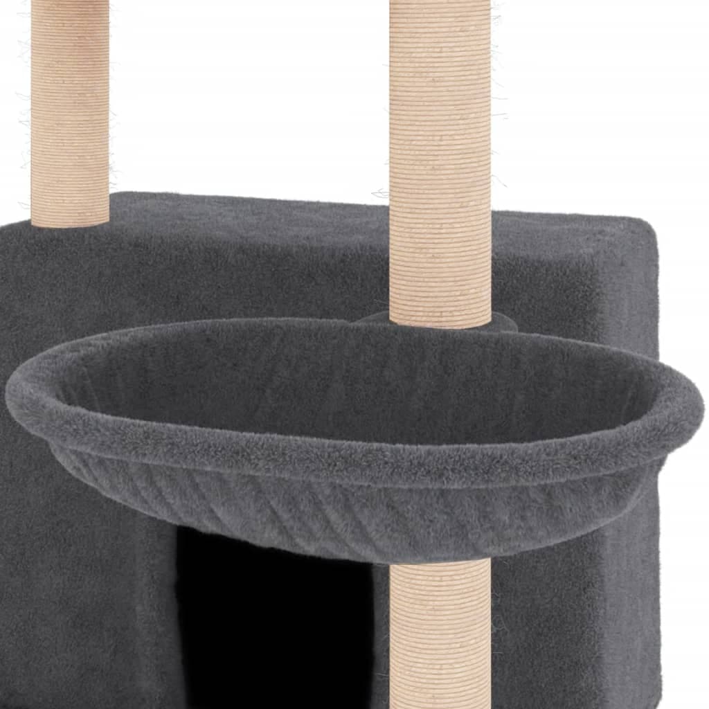 Albero per Gatti con Tiragraffi in Sisal Grigio Scuro 132 cm — miniatura 6 di 7