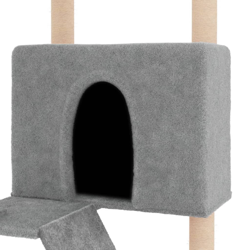 Albero per Gatti con Tiragraffi in Sisal Grigio Chiaro 143 cm — miniatura 5 di 7