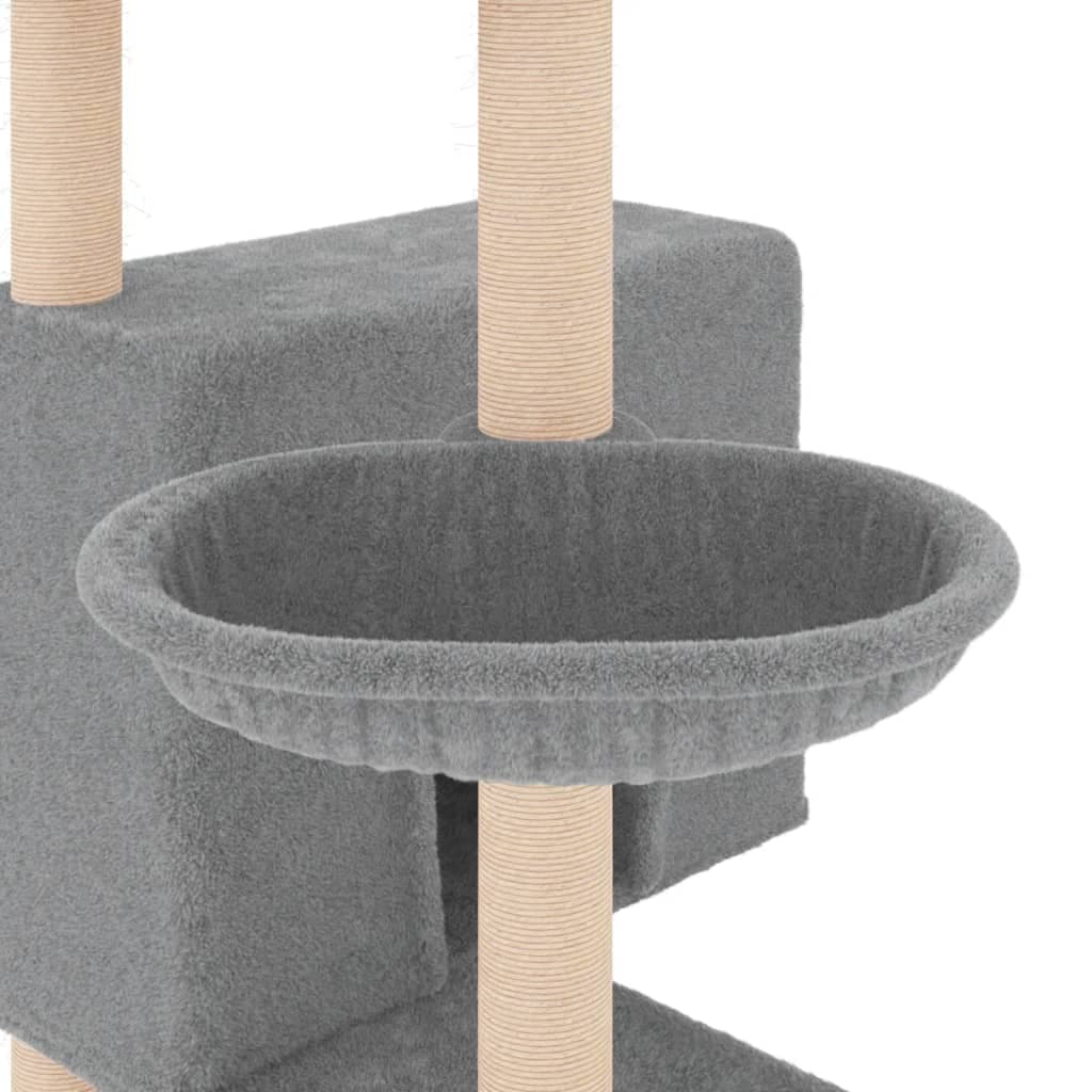 Albero per Gatti con Tiragraffi in Sisal Grigio Chiaro 143 cm — miniatura 6 di 7