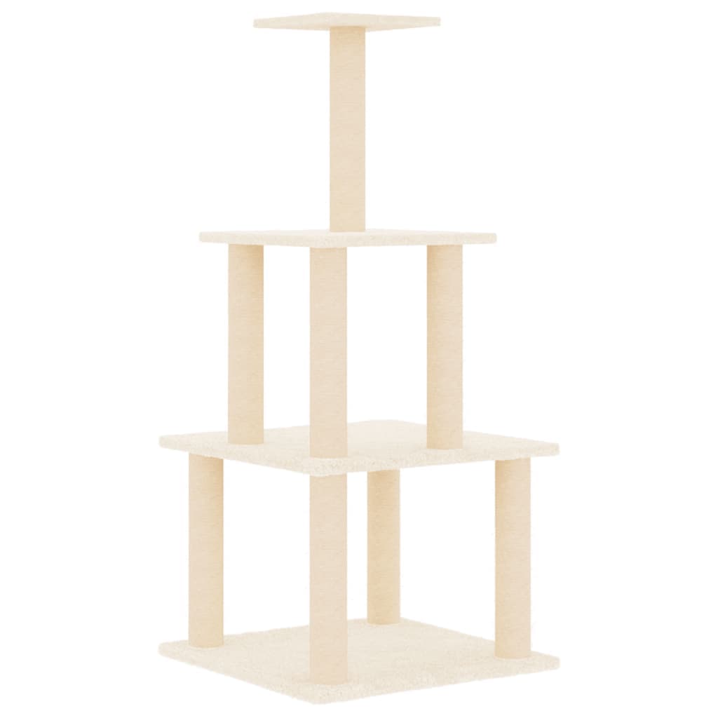 Albero per Gatti con Tiragraffi in Sisal Crema 111 cm — miniatura 2 di 5