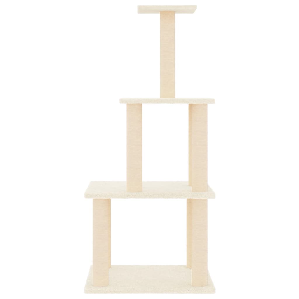 Albero per Gatti con Tiragraffi in Sisal Crema 111 cm — miniatura 3 di 5