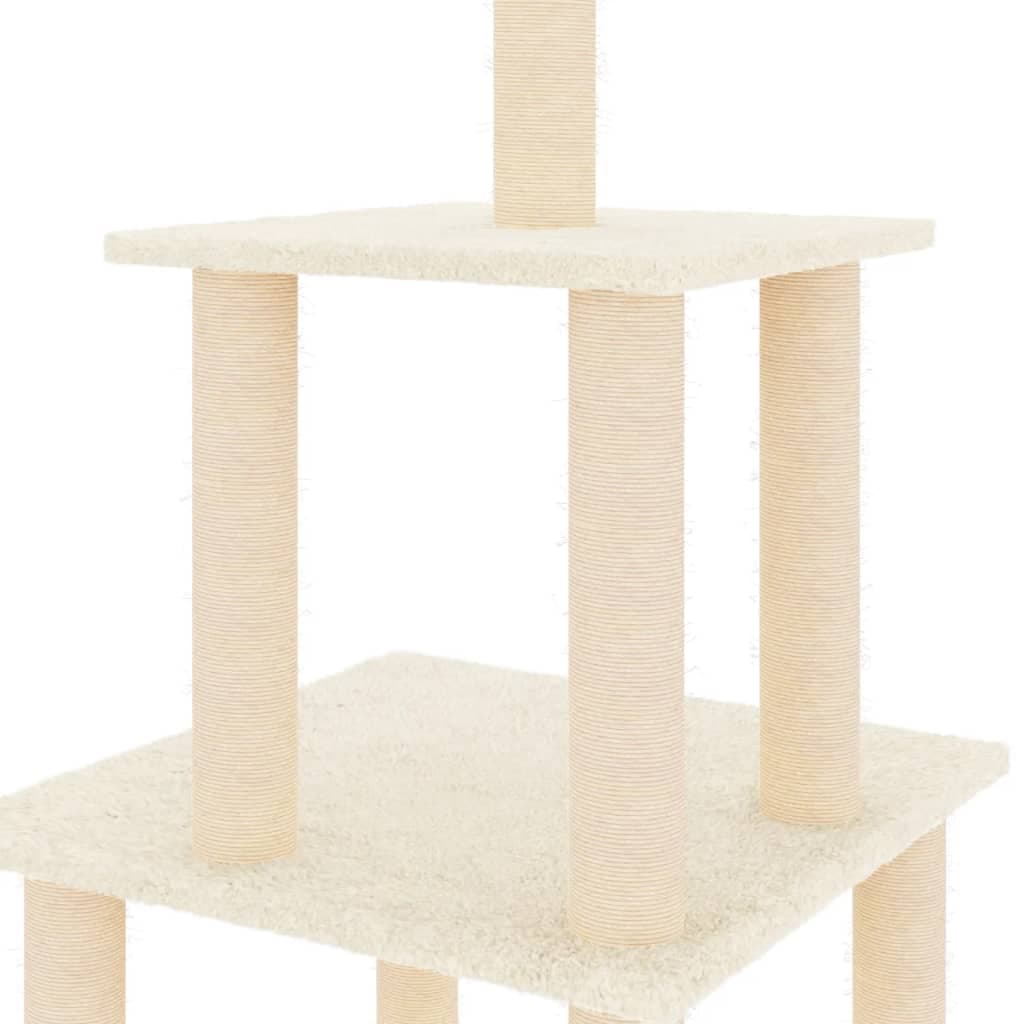 Albero per Gatti con Tiragraffi in Sisal Crema 111 cm — miniatura 4 di 5