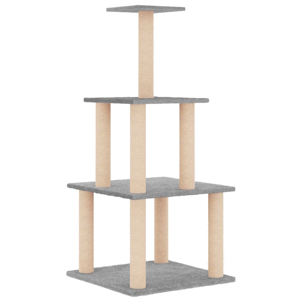 Albero per Gatti con Tiragraffi in Sisal Grigio Chiaro 111 cm — miniatura 2 di 5