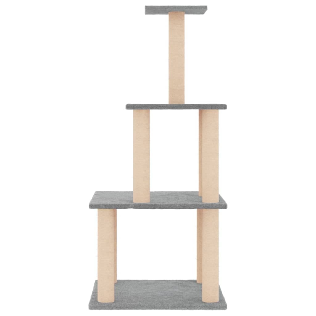 Albero per Gatti con Tiragraffi in Sisal Grigio Chiaro 111 cm — miniatura 3 di 5