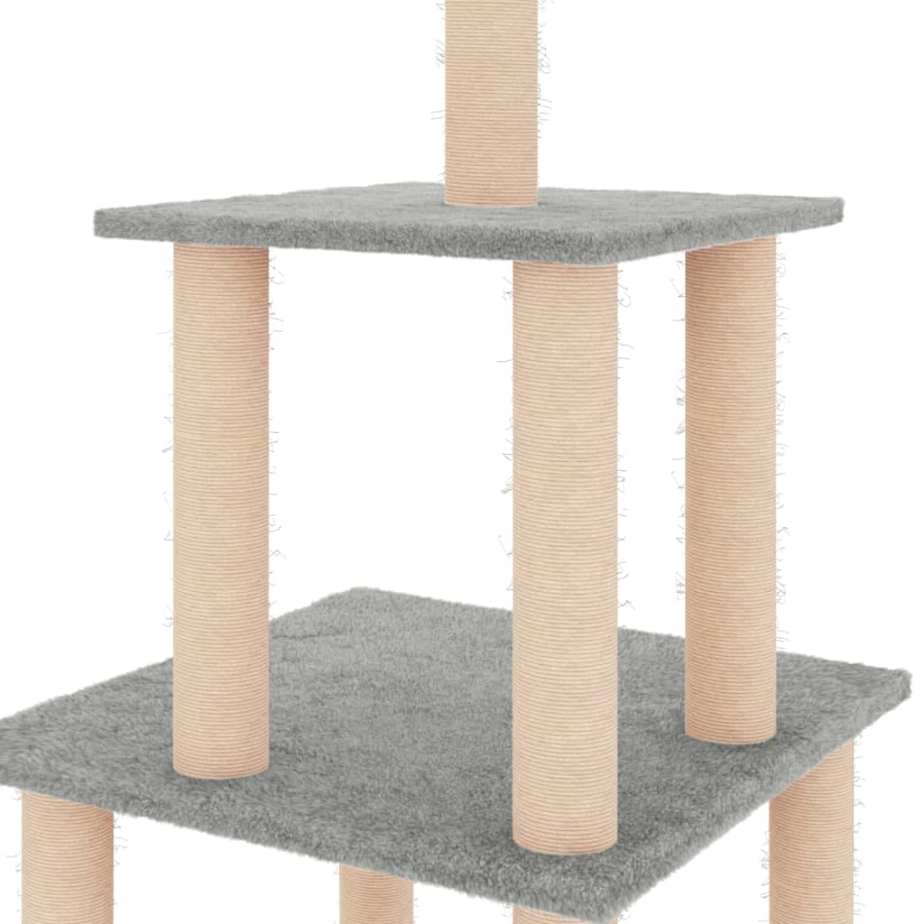 Albero per Gatti con Tiragraffi in Sisal Grigio Chiaro 111 cm — miniatura 4 di 5