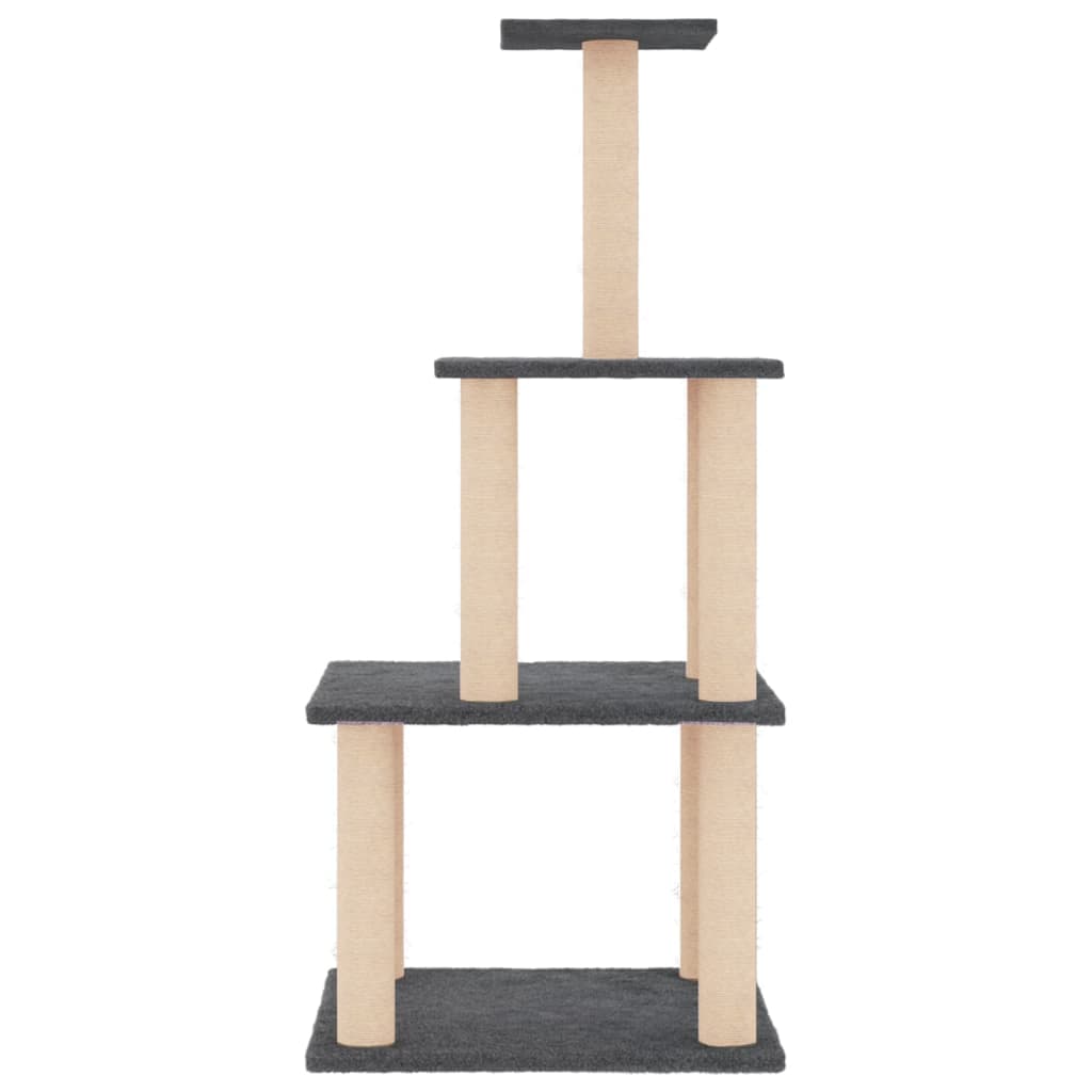 Albero per Gatti con Tiragraffi in Sisal Grigio Scuro 111 cm — miniatura 3 di 5
