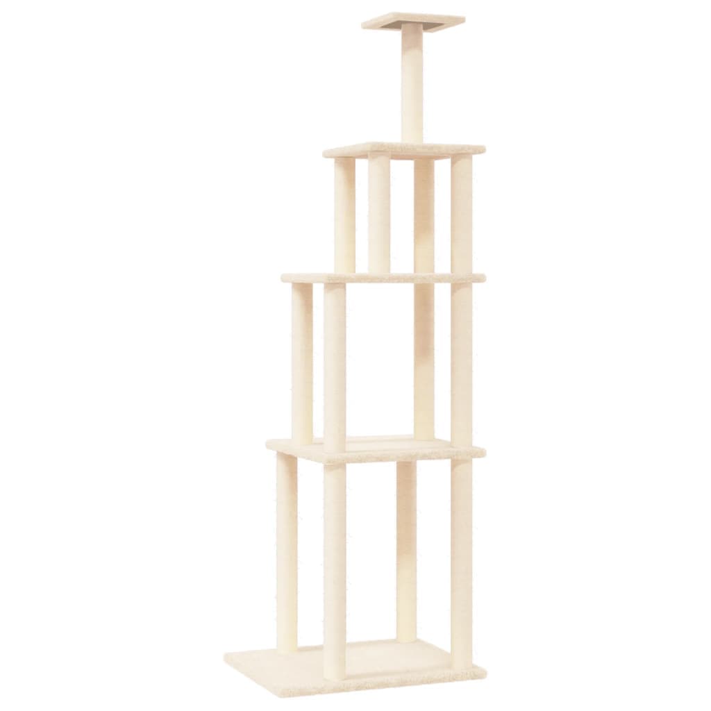 Albero per Gatti con Tiragraffi in Sisal Crema 183 cm — miniatura 2 di 5