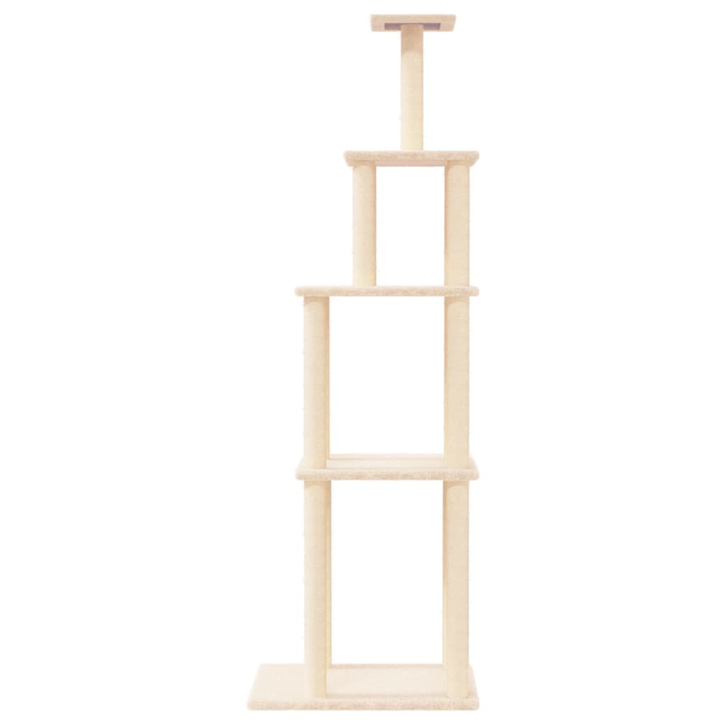 Albero per Gatti con Tiragraffi in Sisal Crema 183 cm — miniatura 3 di 5
