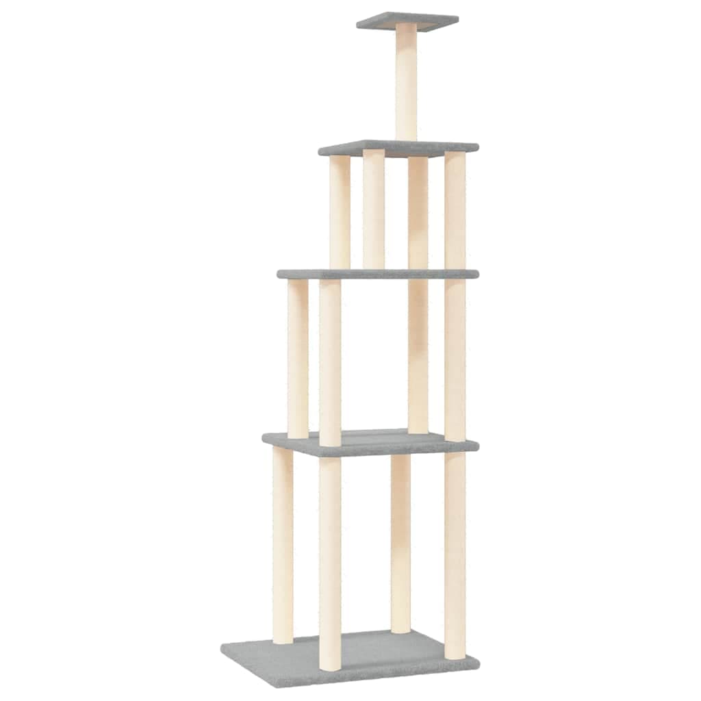Albero per Gatti con Tiragraffi in Sisal Grigio Chiaro 183 cm — miniatura 2 di 5