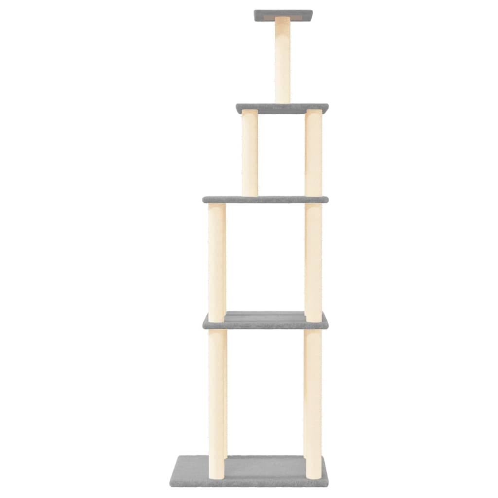 Albero per Gatti con Tiragraffi in Sisal Grigio Chiaro 183 cm — miniatura 3 di 5