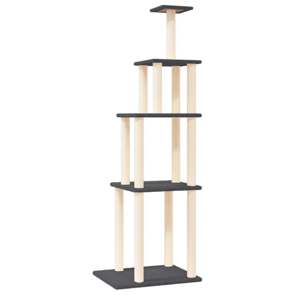Albero per Gatti con Tiragraffi in Sisal Grigio Scuro 183 cm — miniatura 2 di 5