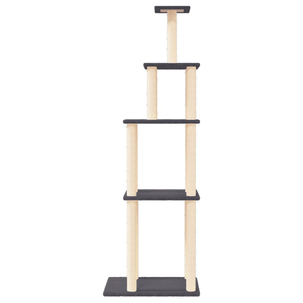 Albero per Gatti con Tiragraffi in Sisal Grigio Scuro 183 cm — miniatura 3 di 5