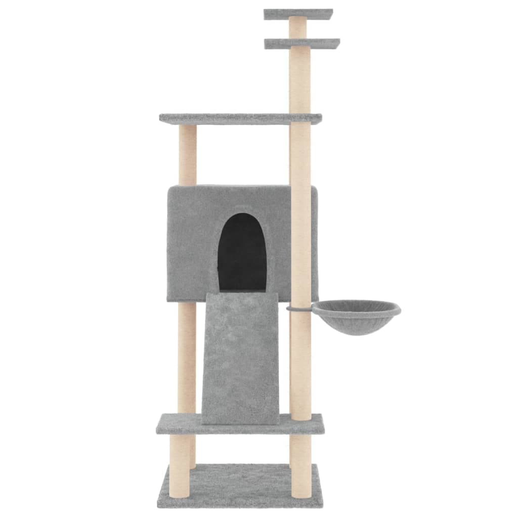 Albero per Gatti con Tiragraffi in Sisal Grigio Chiaro 153 cm — miniatura 3 di 7