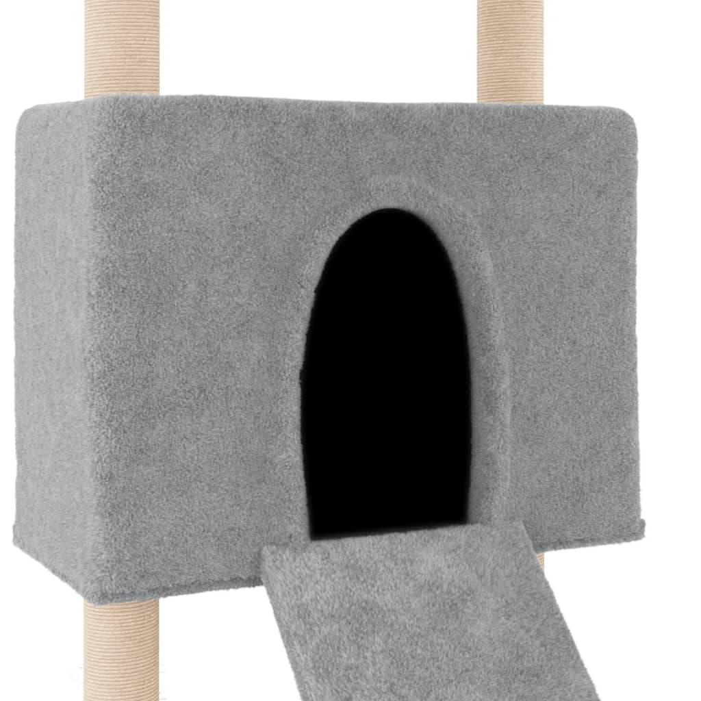 Albero per Gatti con Tiragraffi in Sisal Grigio Chiaro 153 cm — miniatura 5 di 7