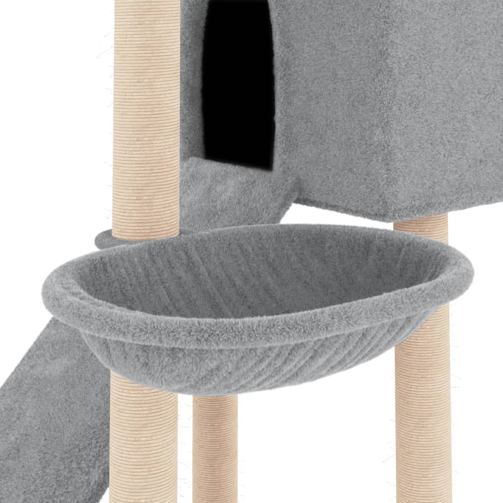 Albero per Gatti con Tiragraffi in Sisal Grigio Chiaro 153 cm — miniatura 6 di 7