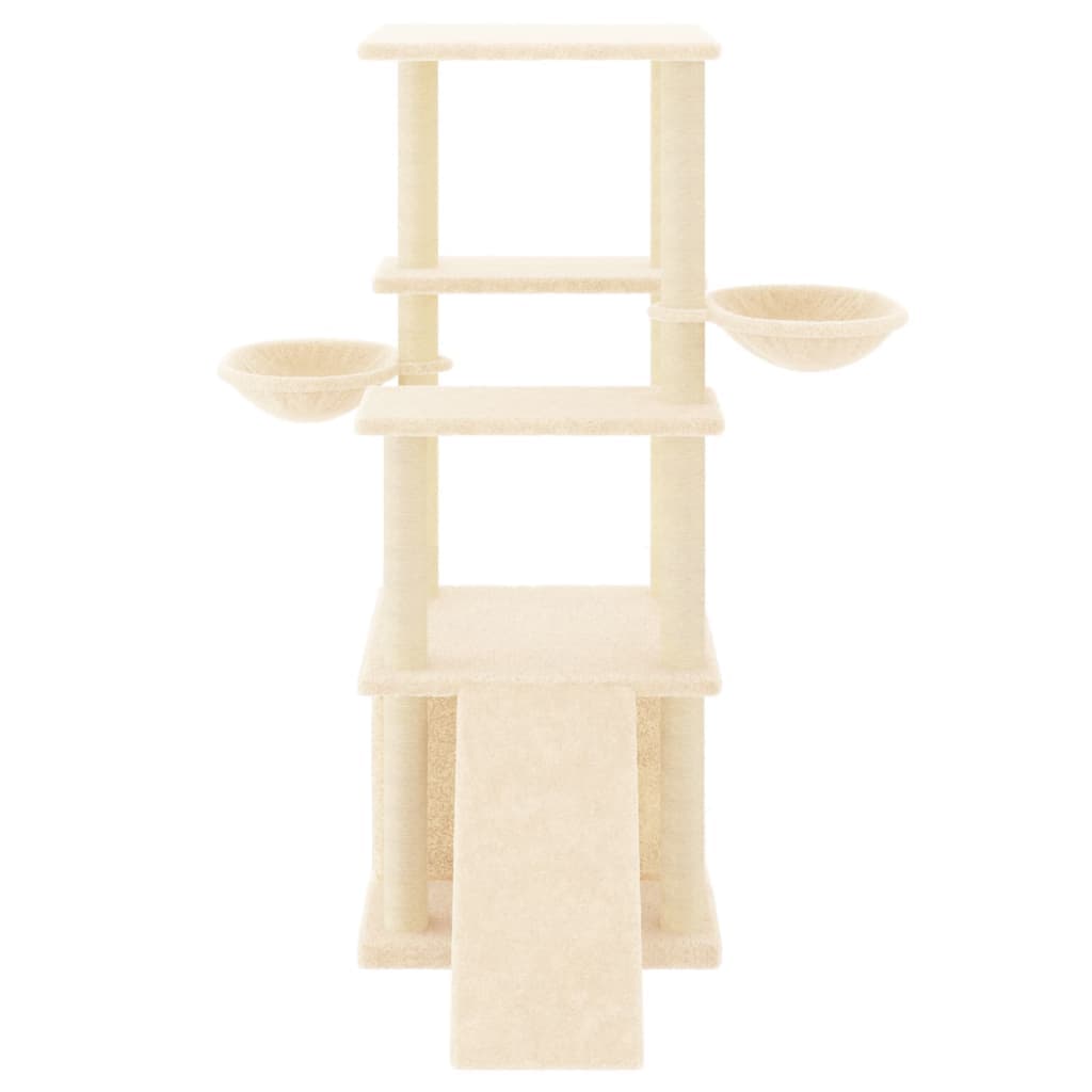 Albero per Gatti con Tiragraffi in Sisal Crema 133 cm — miniatura 3 di 7