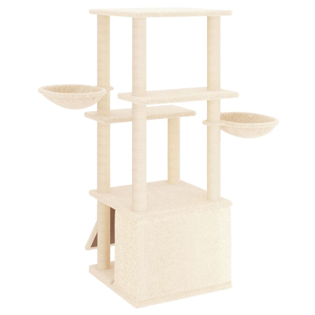Albero per Gatti con Tiragraffi in Sisal Crema 133 cm — miniatura 4 di 7