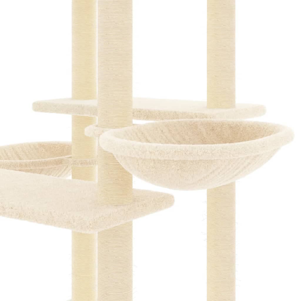 Albero per Gatti con Tiragraffi in Sisal Crema 133 cm — miniatura 5 di 7