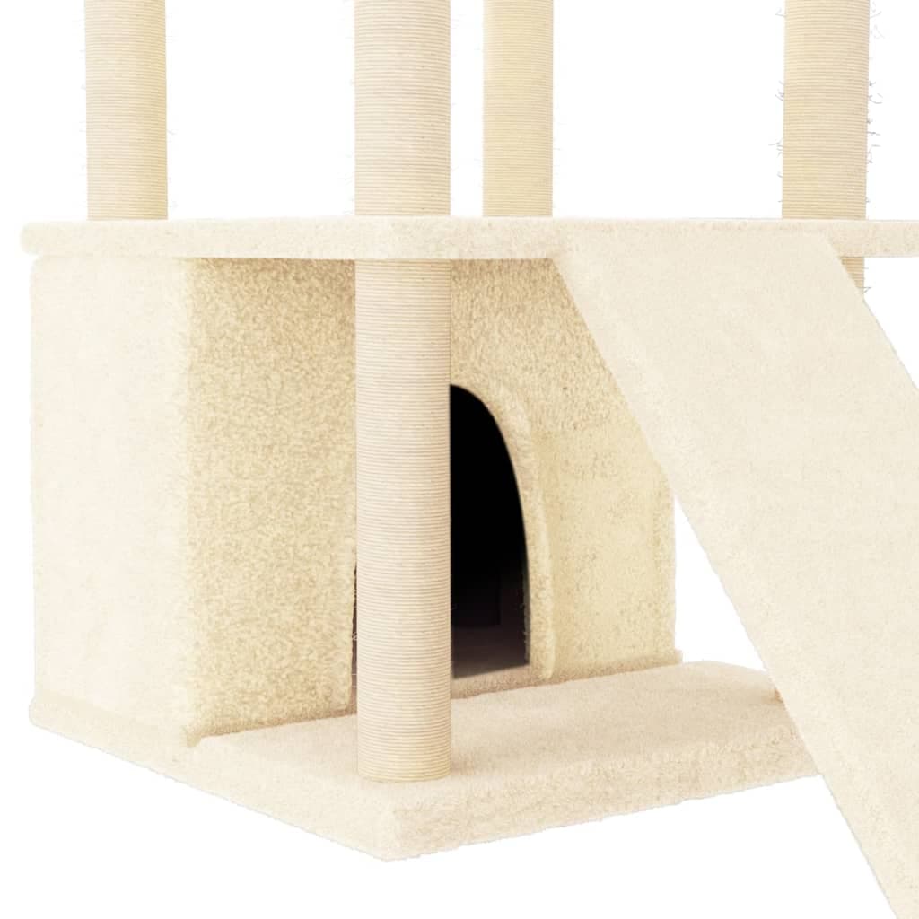 Albero per Gatti con Tiragraffi in Sisal Crema 133 cm — miniatura 6 di 7