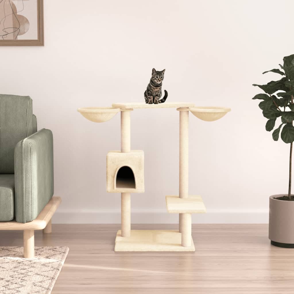 Albero per Gatti con Tiragraffi Crema 82 cm — miniatura 1 di 7