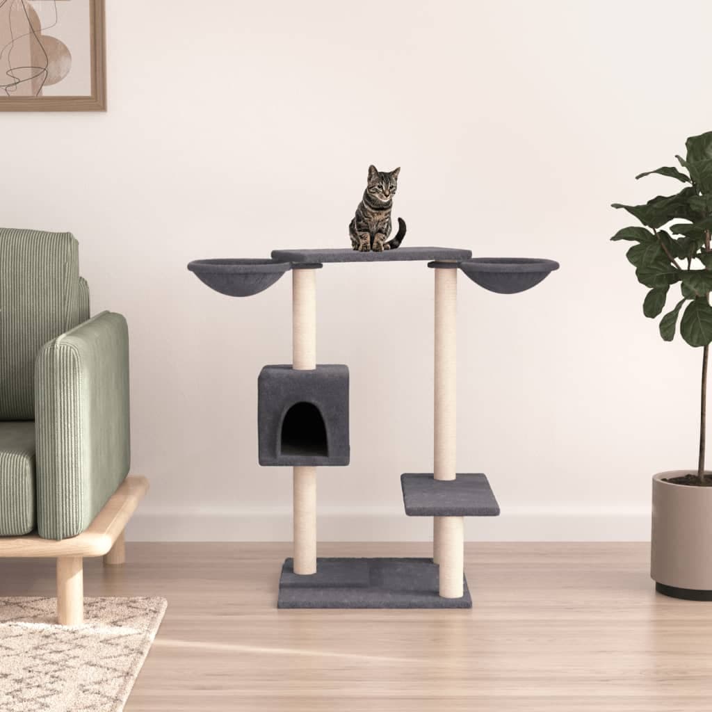 Albero per Gatti con Tiragraffi Grigio Scuro 82 cm — miniatura 1 di 7