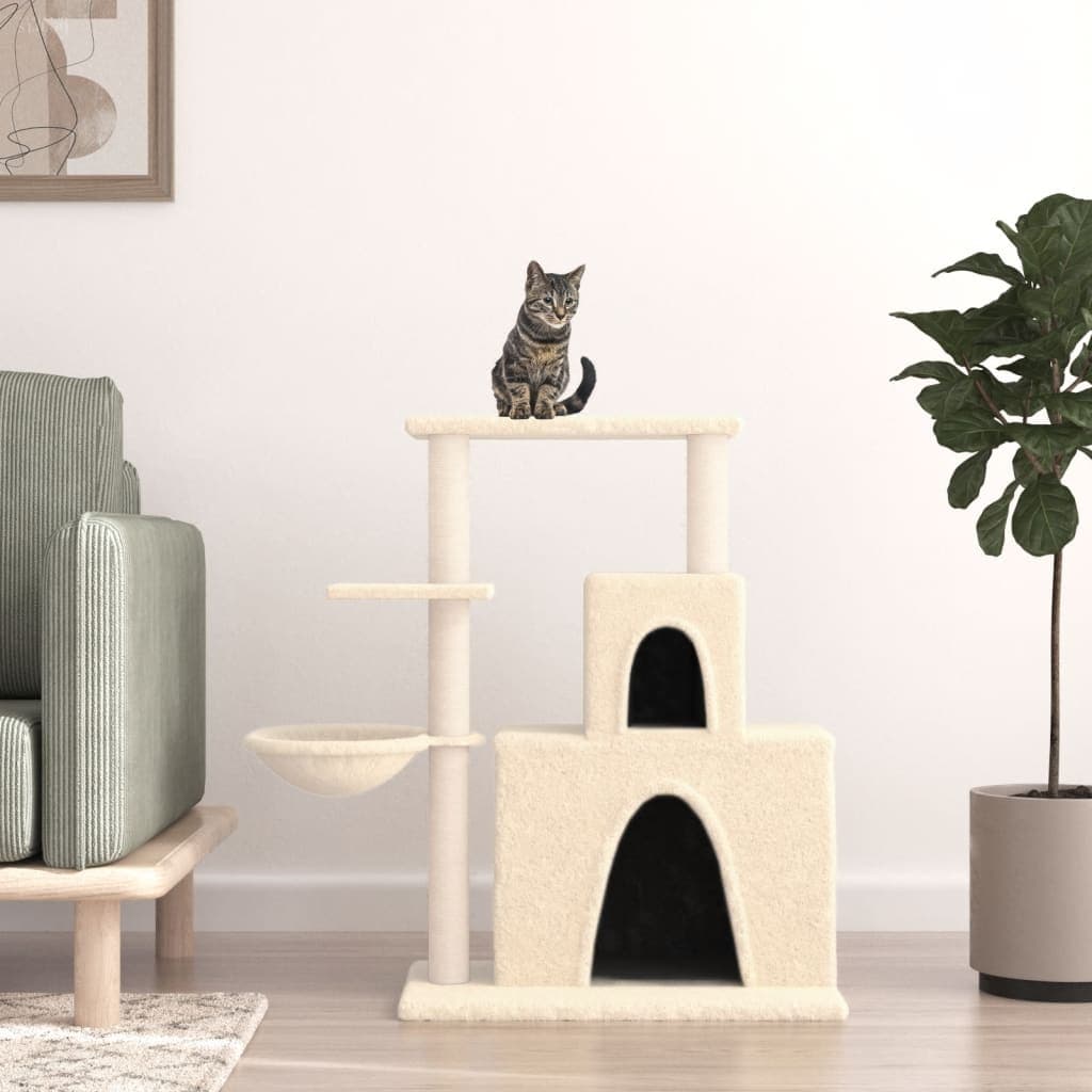 Albero per Gatti con Tiragraffi in Sisal Crema 83 cm — miniatura 1 di 7