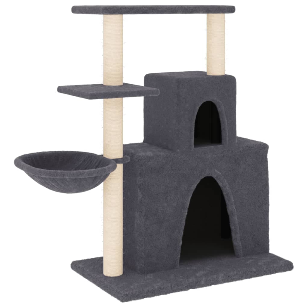 Albero per Gatti con Tiragraffi in Sisal Grigio Scuro 83 cm — miniatura 2 di 7