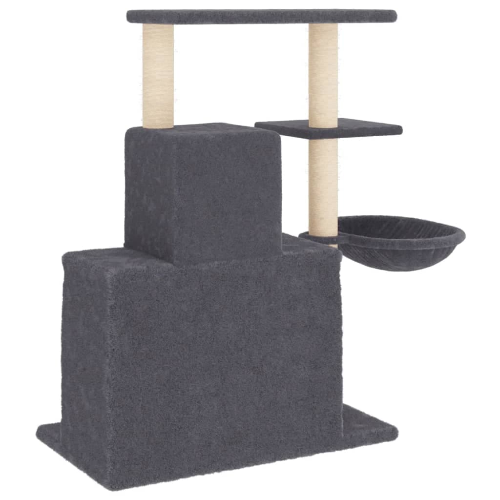 Albero per Gatti con Tiragraffi in Sisal Grigio Scuro 83 cm — miniatura 4 di 7