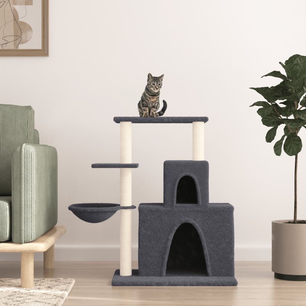 Albero per Gatti con Tiragraffi in Sisal Grigio Scuro 83 cm — miniatura 1 di 7