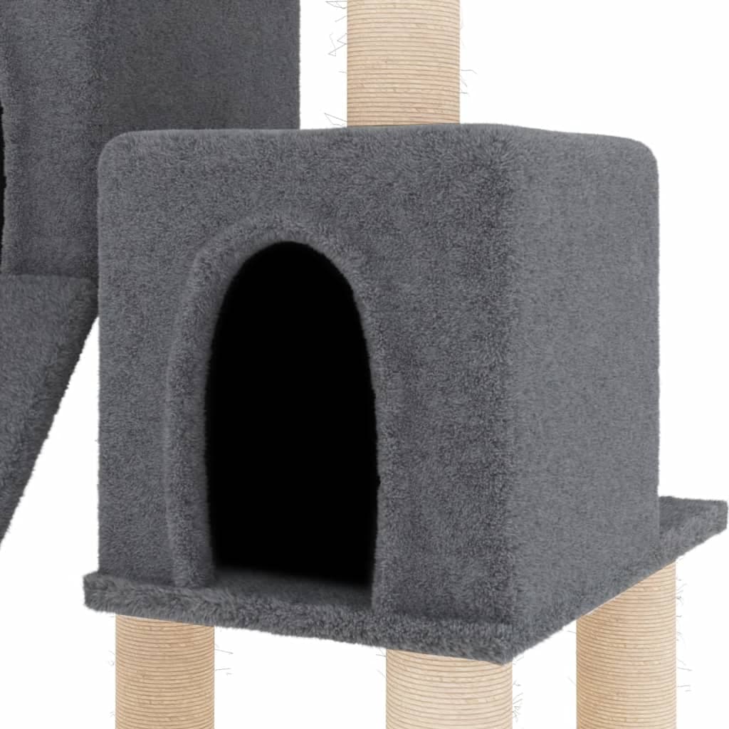 Albero per Gatti con Tiragraffi in Sisal Grigio Scuro 82 cm — miniatura 5 di 6