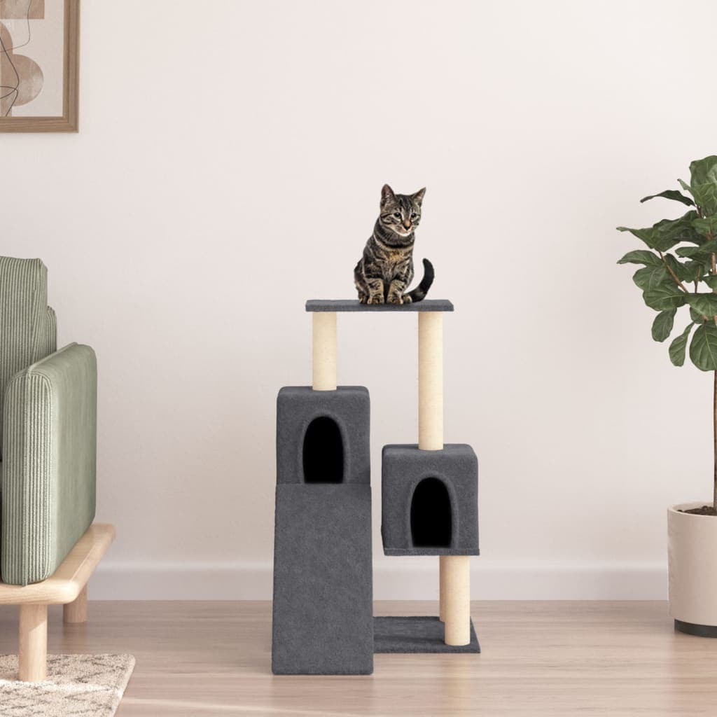 Albero per Gatti con Tiragraffi in Sisal Grigio Scuro 82 cm — miniatura 1 di 6