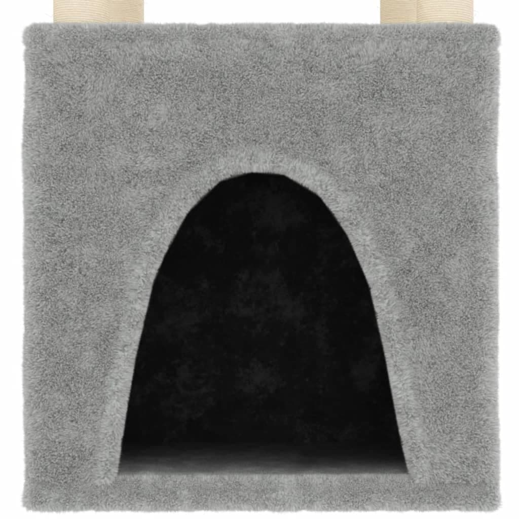 Albero per Gatti con Tiragraffi in Sisal Grigio Chiaro 147 cm — miniatura 5 di 6