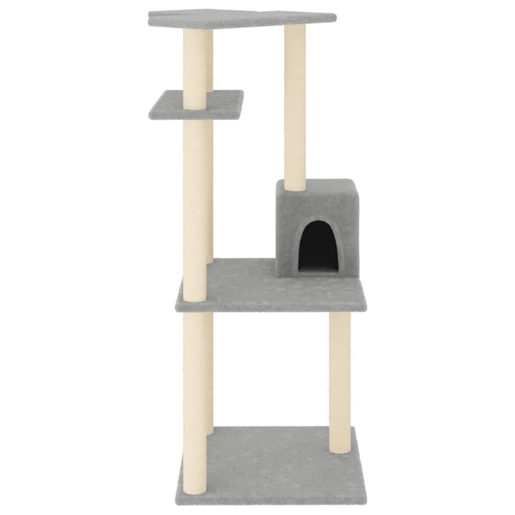 Albero per Gatti con Tiragraffi in Sisal Grigio Chiaro 123 cm — miniatura 3 di 6