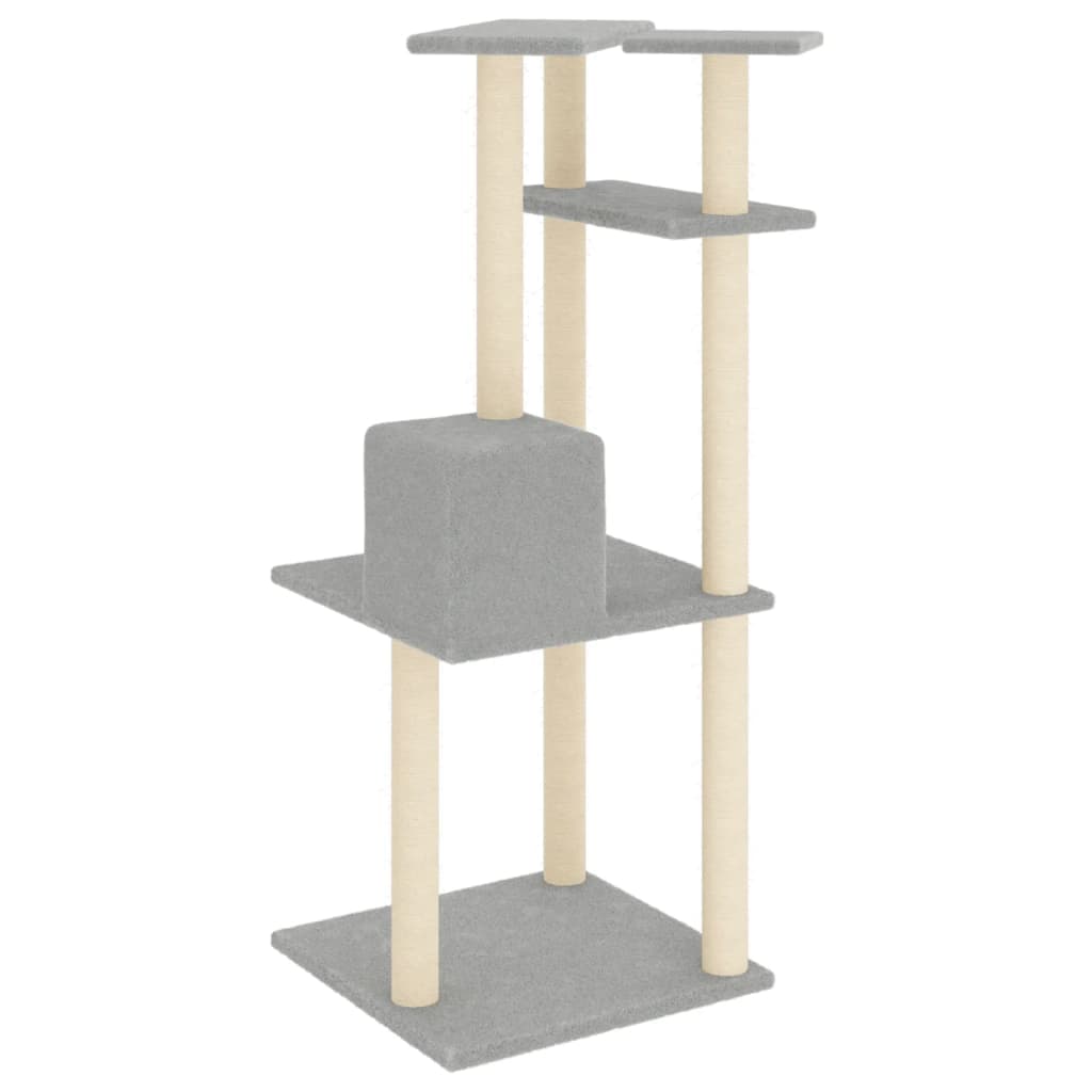 Albero per Gatti con Tiragraffi in Sisal Grigio Chiaro 123 cm — miniatura 4 di 6